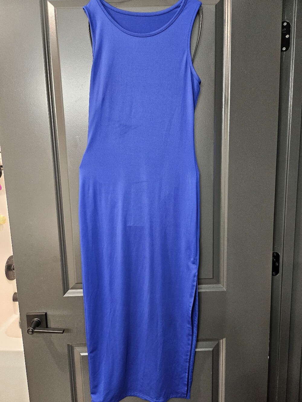 Lomg Blue Side Split Dress